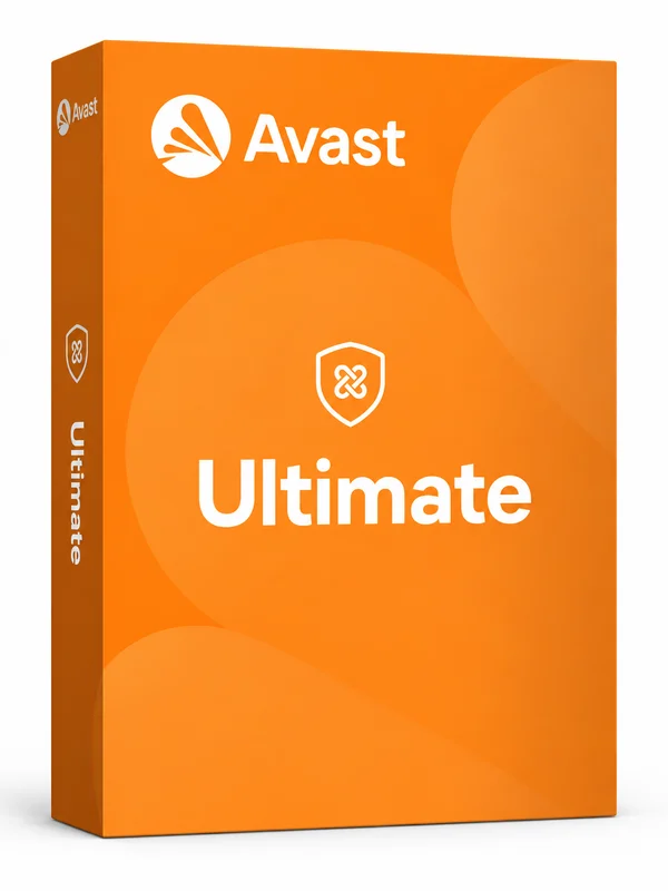Illustrative orange Avast Ultimate software box